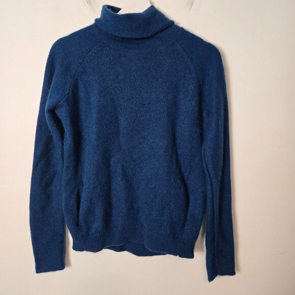 Max Studio Size M 2-Ply 100% Cashmere Long Sleeve Turtleneck Sweater Blue - Picture 1 of 13